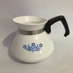 Vintage CORNINGWARE 6 Cup Tea Kettle Coffee Pot Blue Cornflower No Lid